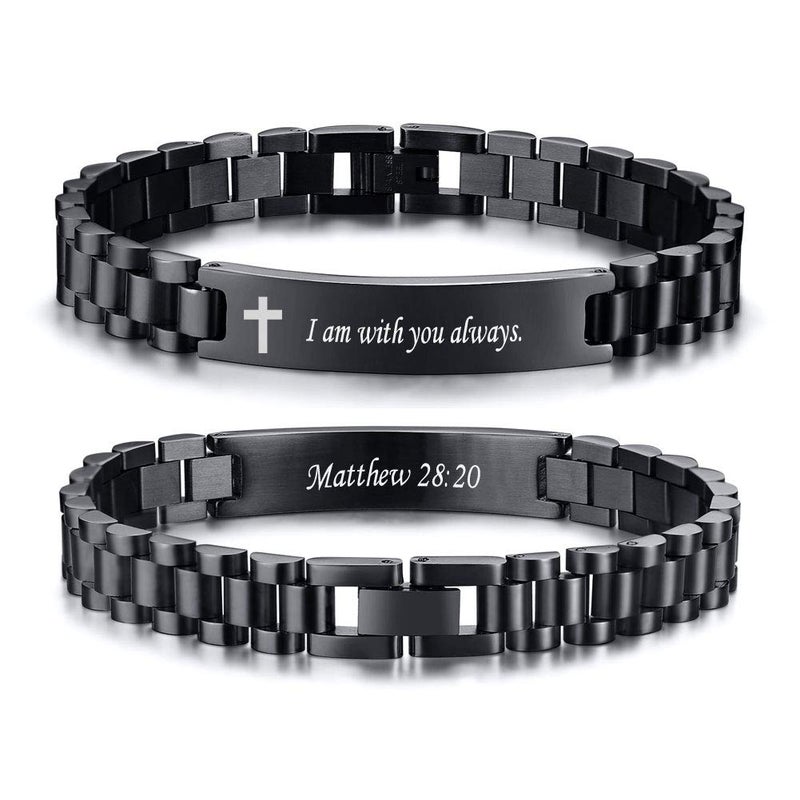 VNOX Christian Bracelet for Men | Personalized Bracelet for Men Bible Verse Scripture Bracelets Mens Inspirational Bracelets Cross Chain Link Bracelet, Religious Christian Gifts for Men,Style 13 - Image 1